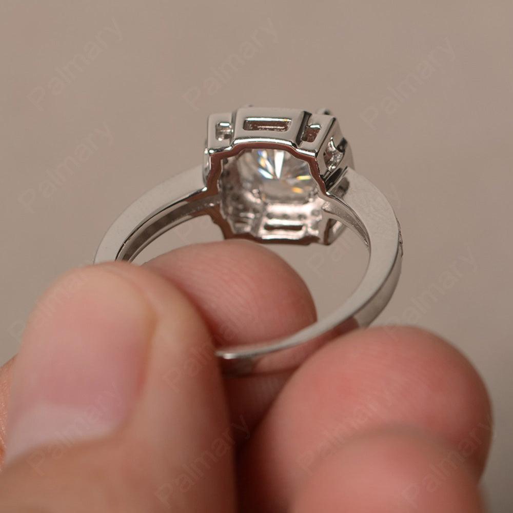 Round Cut Moissanite Halo Promise Rings - Palmary