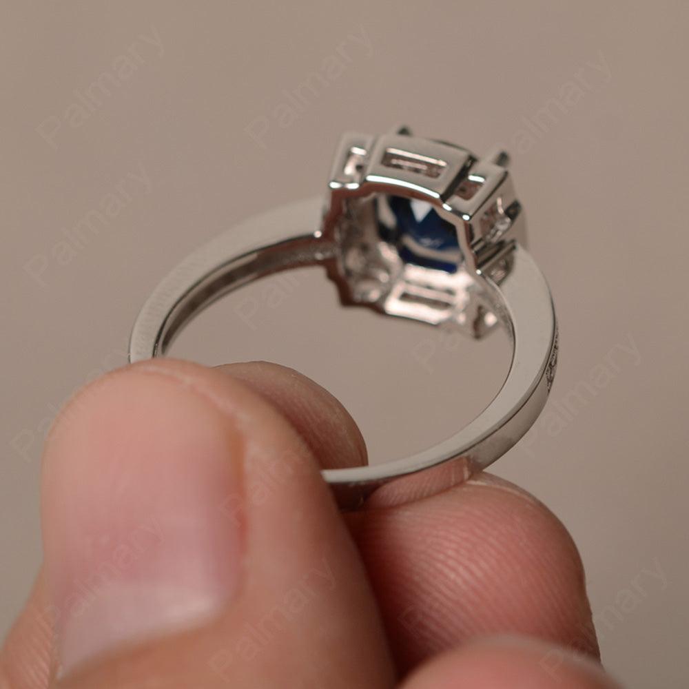 Round Cut Sapphire Halo Promise Rings - Palmary
