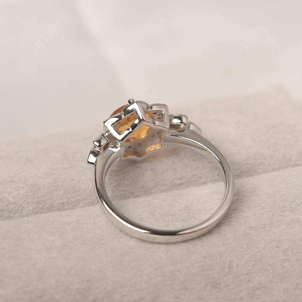 Dainty Round Cut Citrine Wedding Rings - Palmary