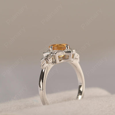 Dainty Round Cut Citrine Wedding Rings - Palmary