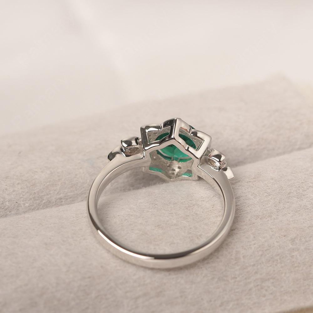 Dainty Round Cut Emerald Wedding Rings - Palmary