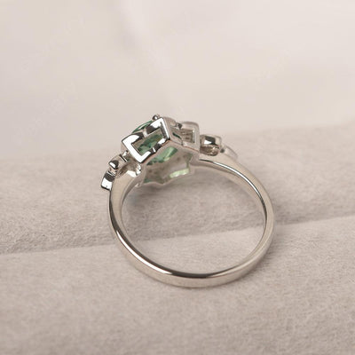 Dainty Round Cut Green Sapphire Wedding Rings - Palmary