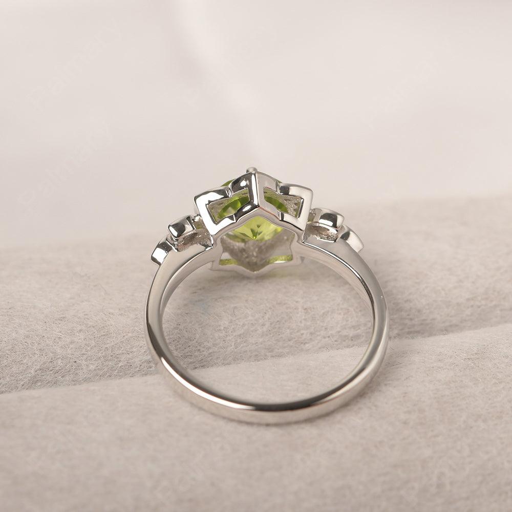 Dainty Round Cut Peridot Wedding Rings - Palmary