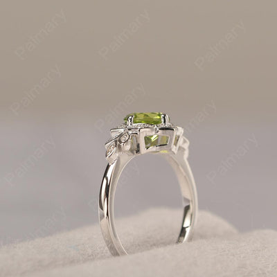 Dainty Round Cut Peridot Wedding Rings - Palmary