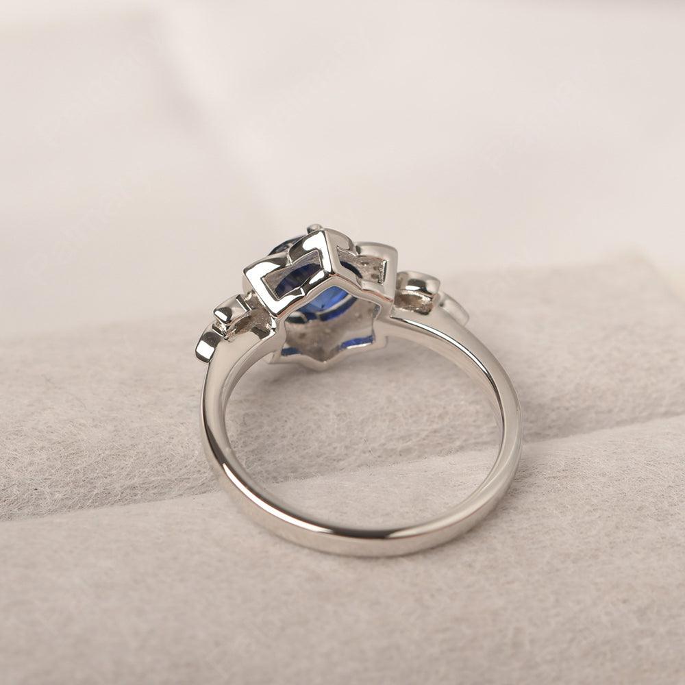 Dainty Round Cut Sapphire Wedding Rings - Palmary