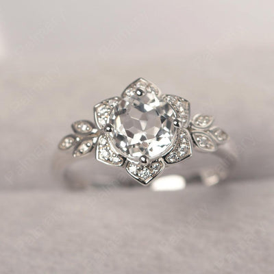 Dainty Round Cut White Topaz Wedding Rings - Palmary