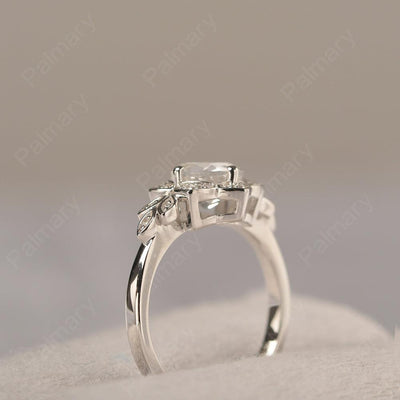 Dainty Round Cut White Topaz Wedding Rings - Palmary