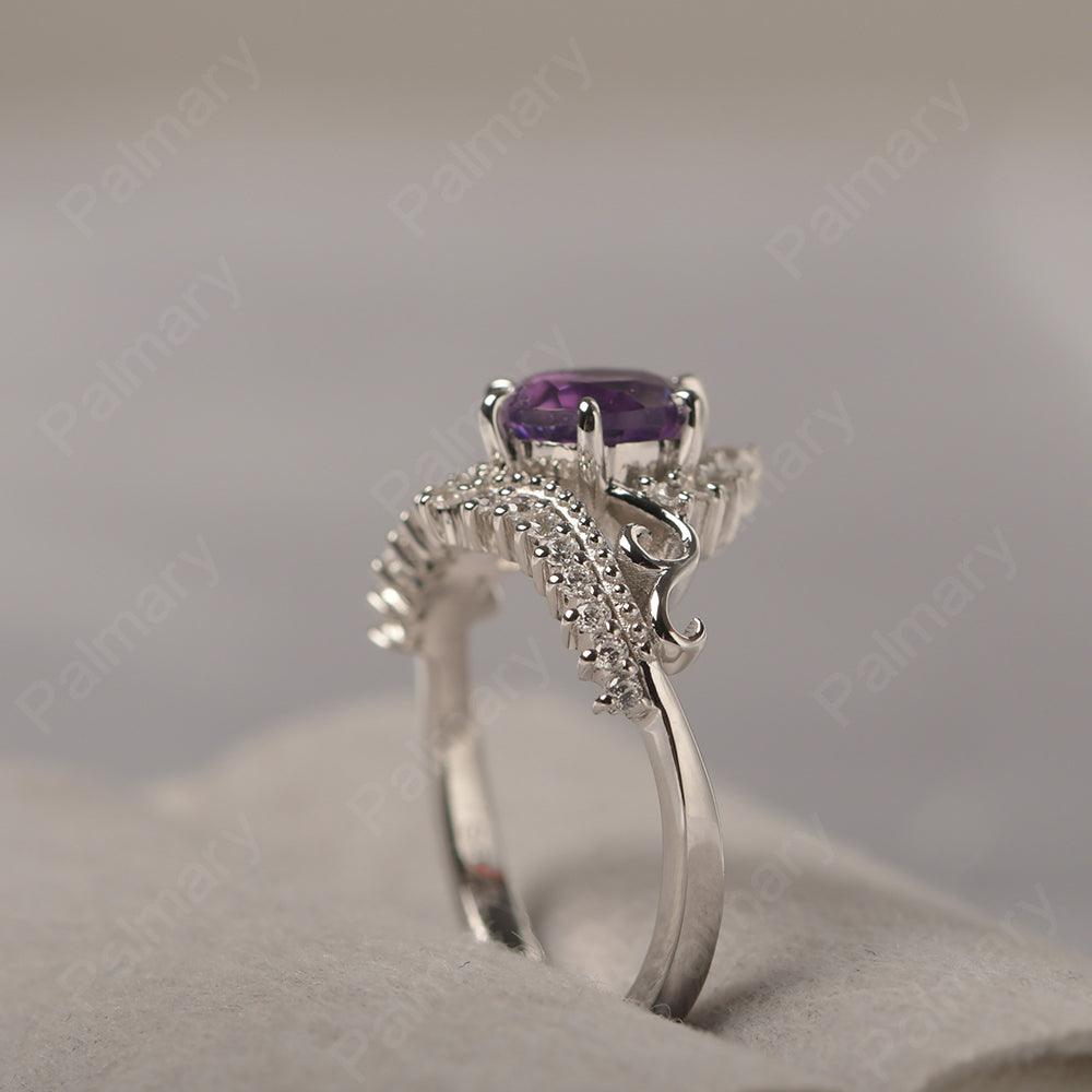 Round Cut Amethyst Cocktail Ring - Palmary