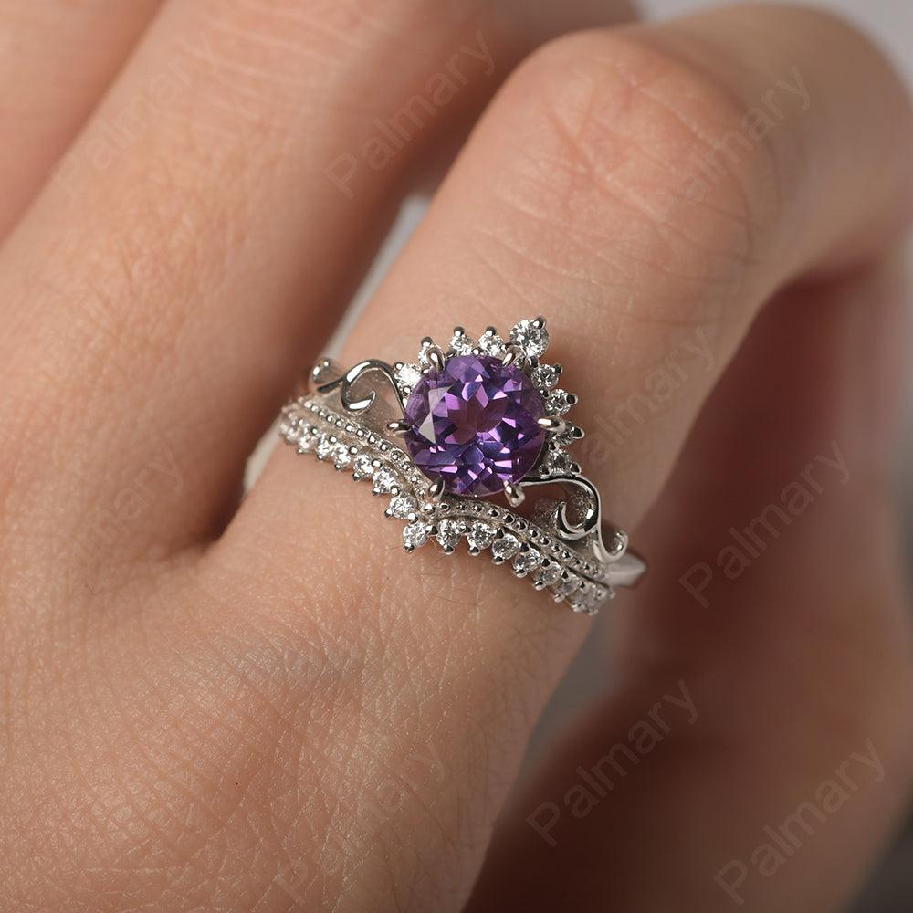 Round Cut Amethyst Cocktail Ring - Palmary