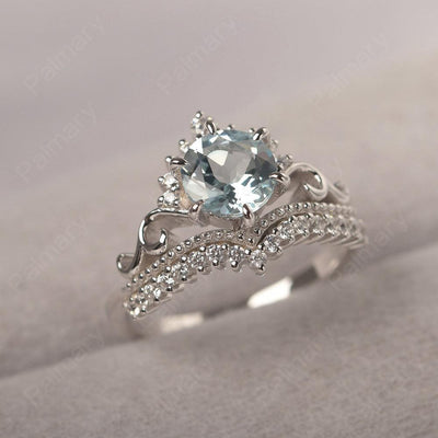 Round Cut Aquamarine Cocktail Ring - Palmary