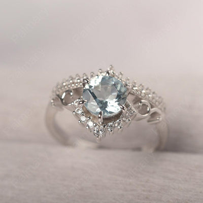 Round Cut Aquamarine Cocktail Ring - Palmary