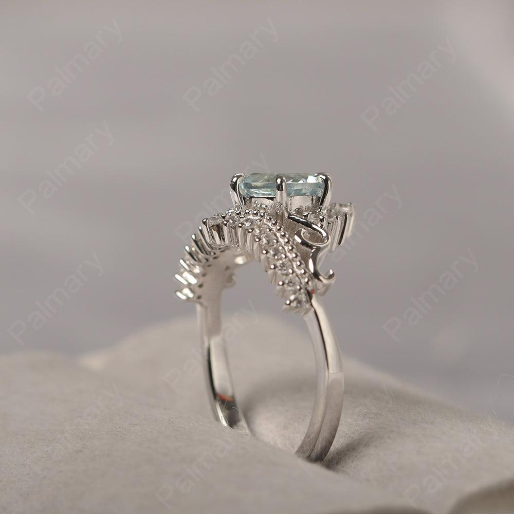 Round Cut Aquamarine Cocktail Ring - Palmary