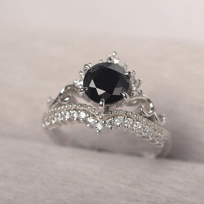 Round Cut Black Spinel Cocktail Ring - Palmary