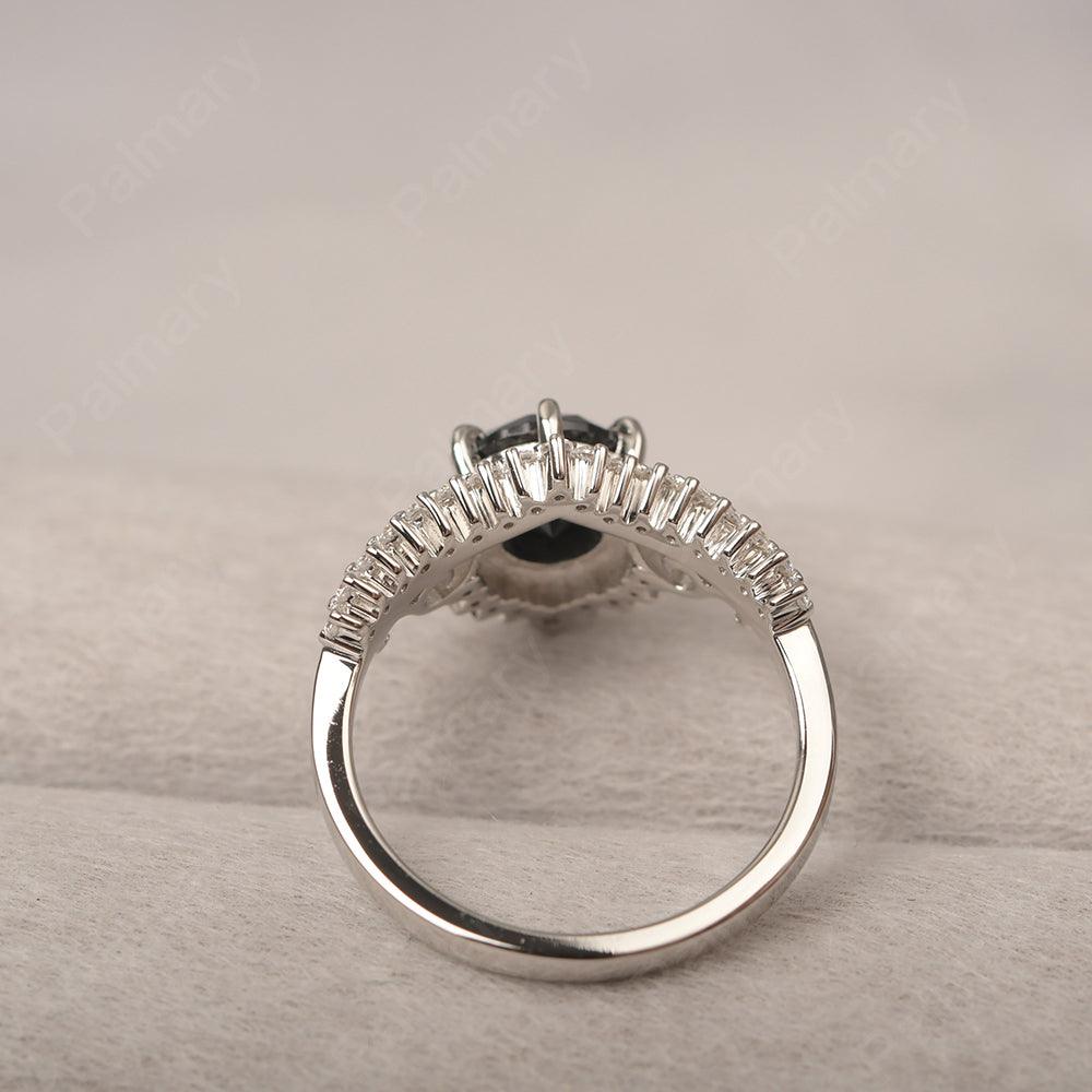 Round Cut Black Spinel Cocktail Ring - Palmary