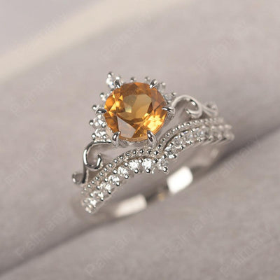 Round Cut Citrine Cocktail Ring - Palmary