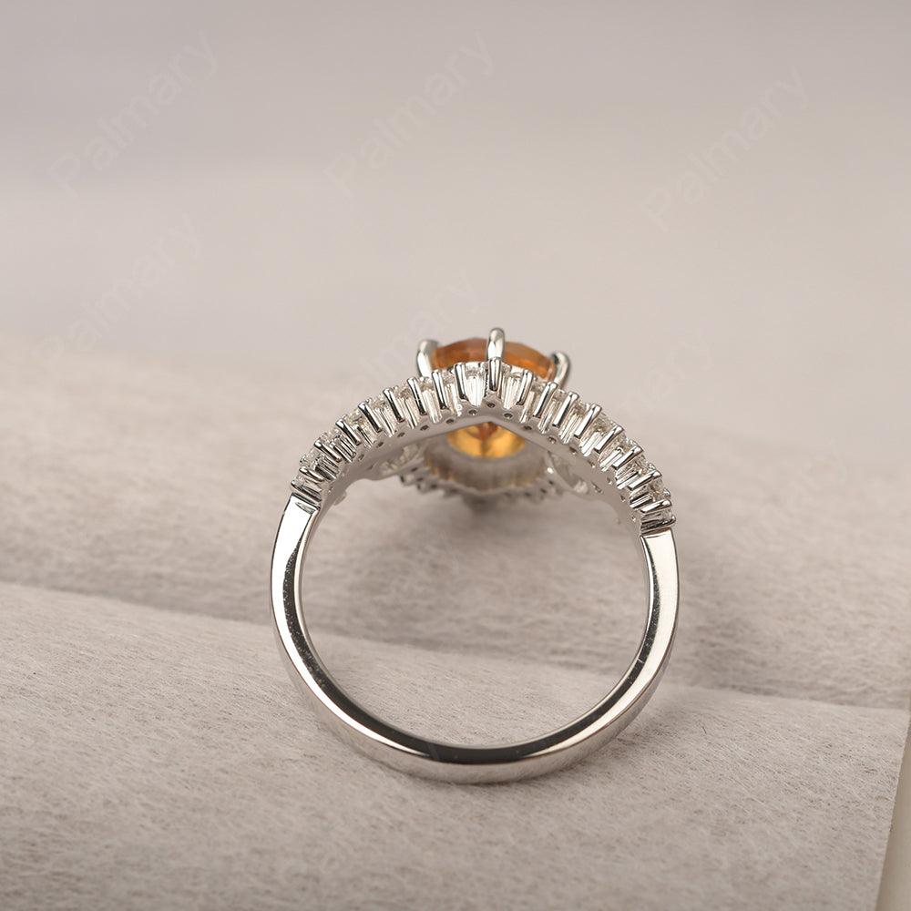 Round Cut Citrine Cocktail Ring - Palmary