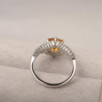 Round Cut Citrine Cocktail Ring - Palmary