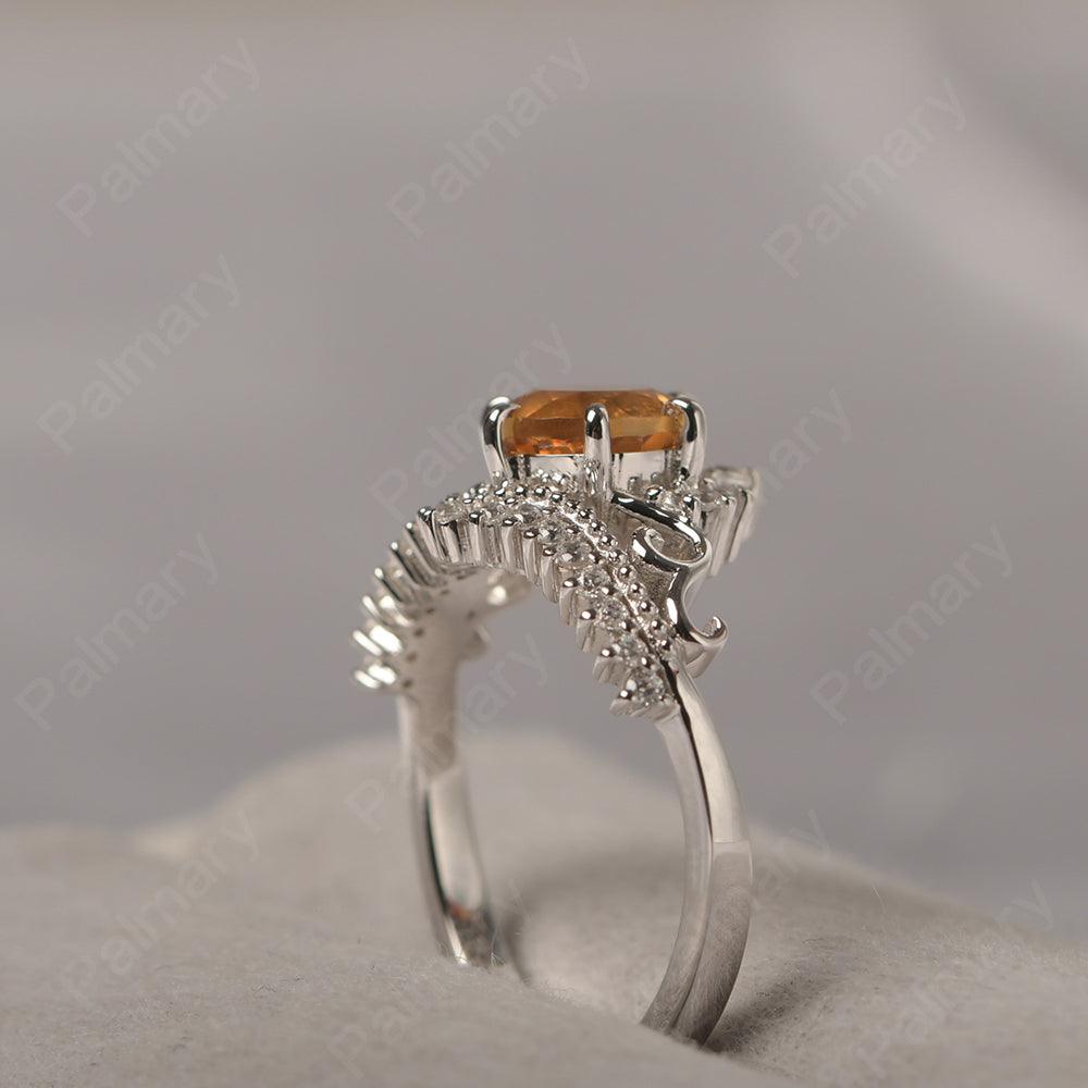 Round Cut Citrine Cocktail Ring - Palmary