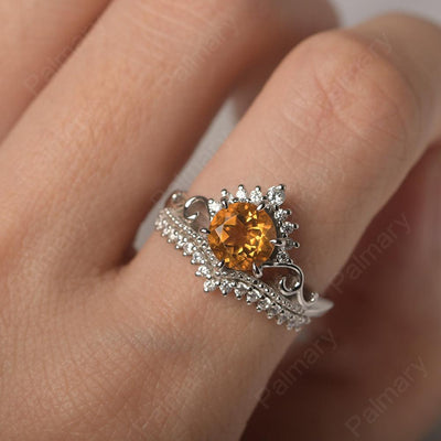 Round Cut Citrine Cocktail Ring - Palmary