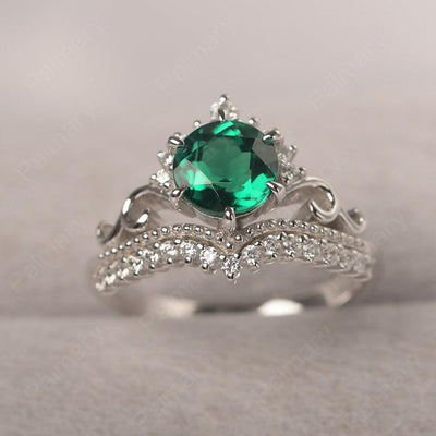 Round Cut Emerald Cocktail Ring - Palmary