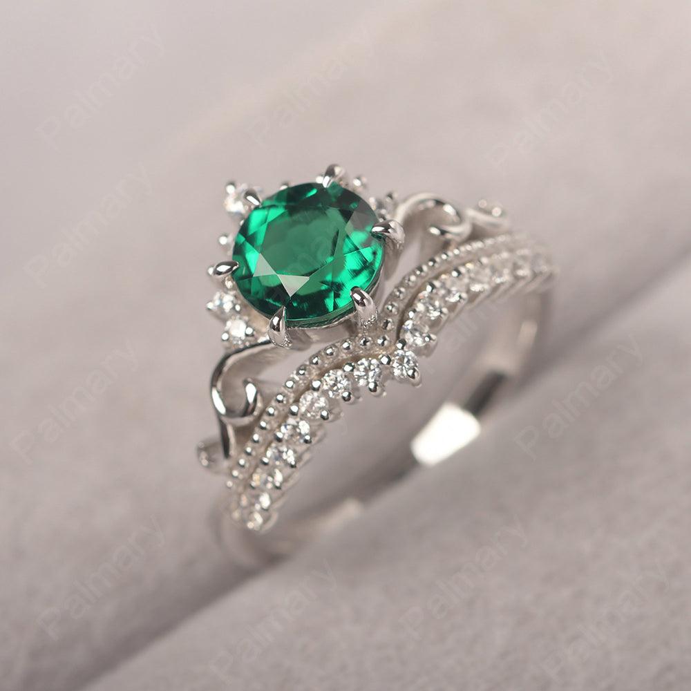 Round Cut Emerald Cocktail Ring - Palmary