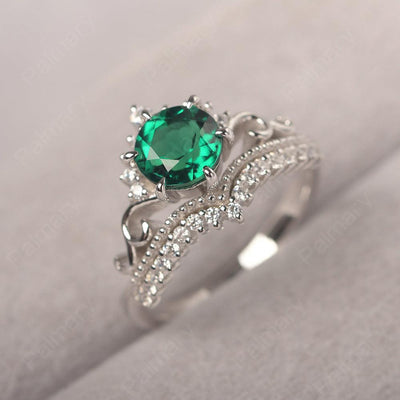 Round Cut Emerald Cocktail Ring - Palmary