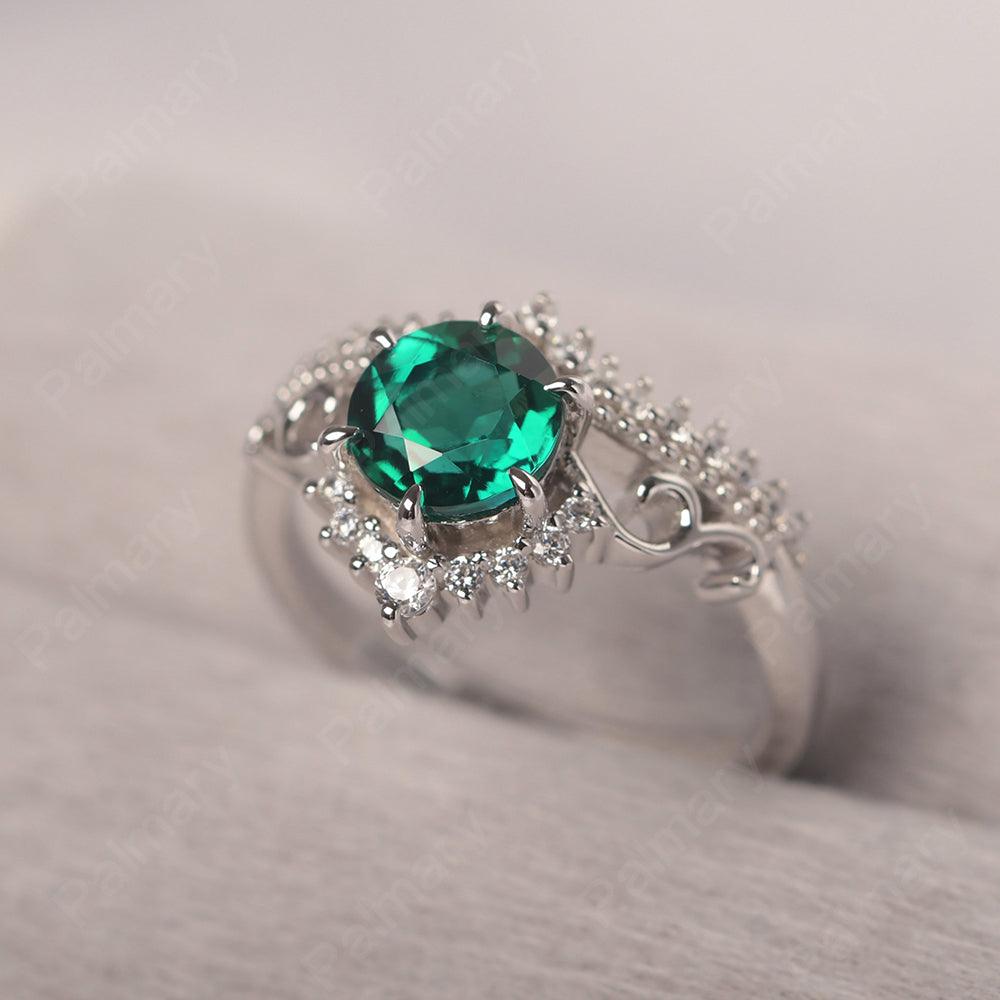 Round Cut Emerald Cocktail Ring - Palmary