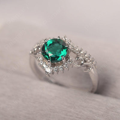 Round Cut Emerald Cocktail Ring - Palmary
