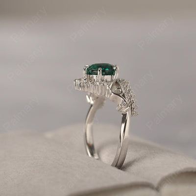 Round Cut Emerald Cocktail Ring - Palmary