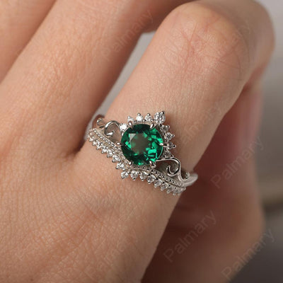 Round Cut Emerald Cocktail Ring - Palmary