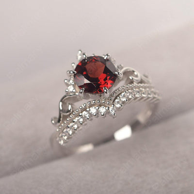 Round Cut Garnet Cocktail Ring - Palmary