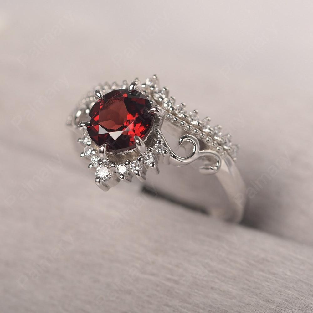 Round Cut Garnet Cocktail Ring - Palmary