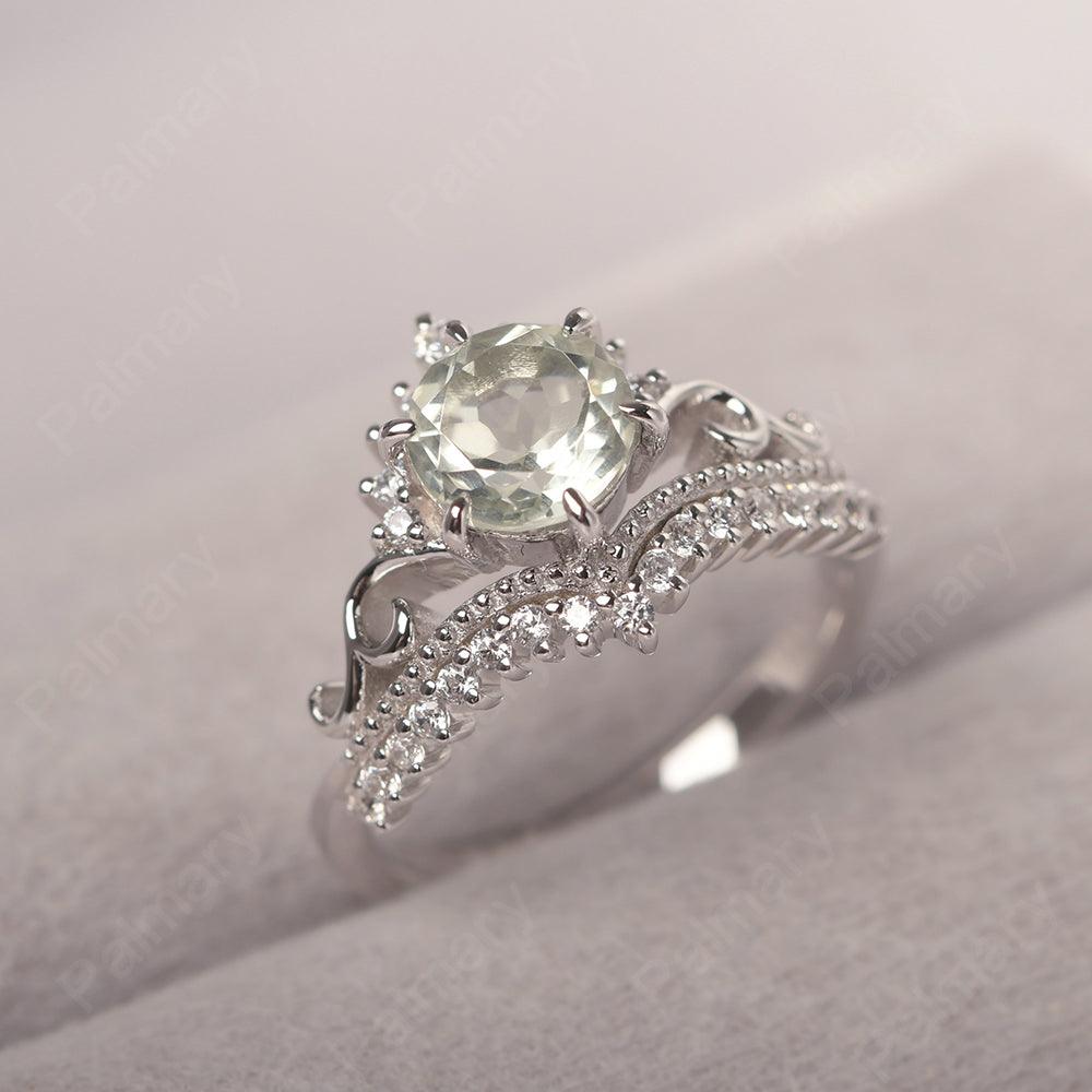 Round Cut Green Amethyst Cocktail Ring - Palmary