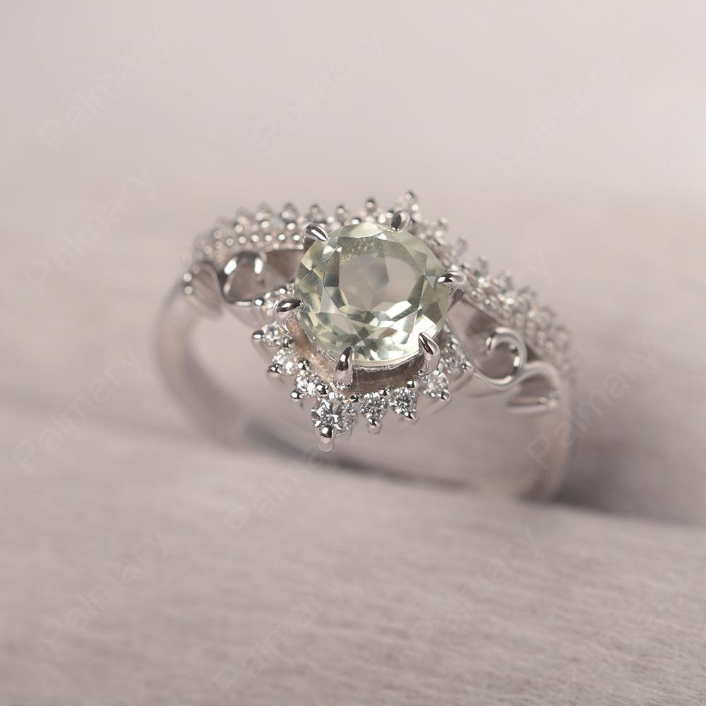 Round Cut Green Amethyst Cocktail Ring - Palmary