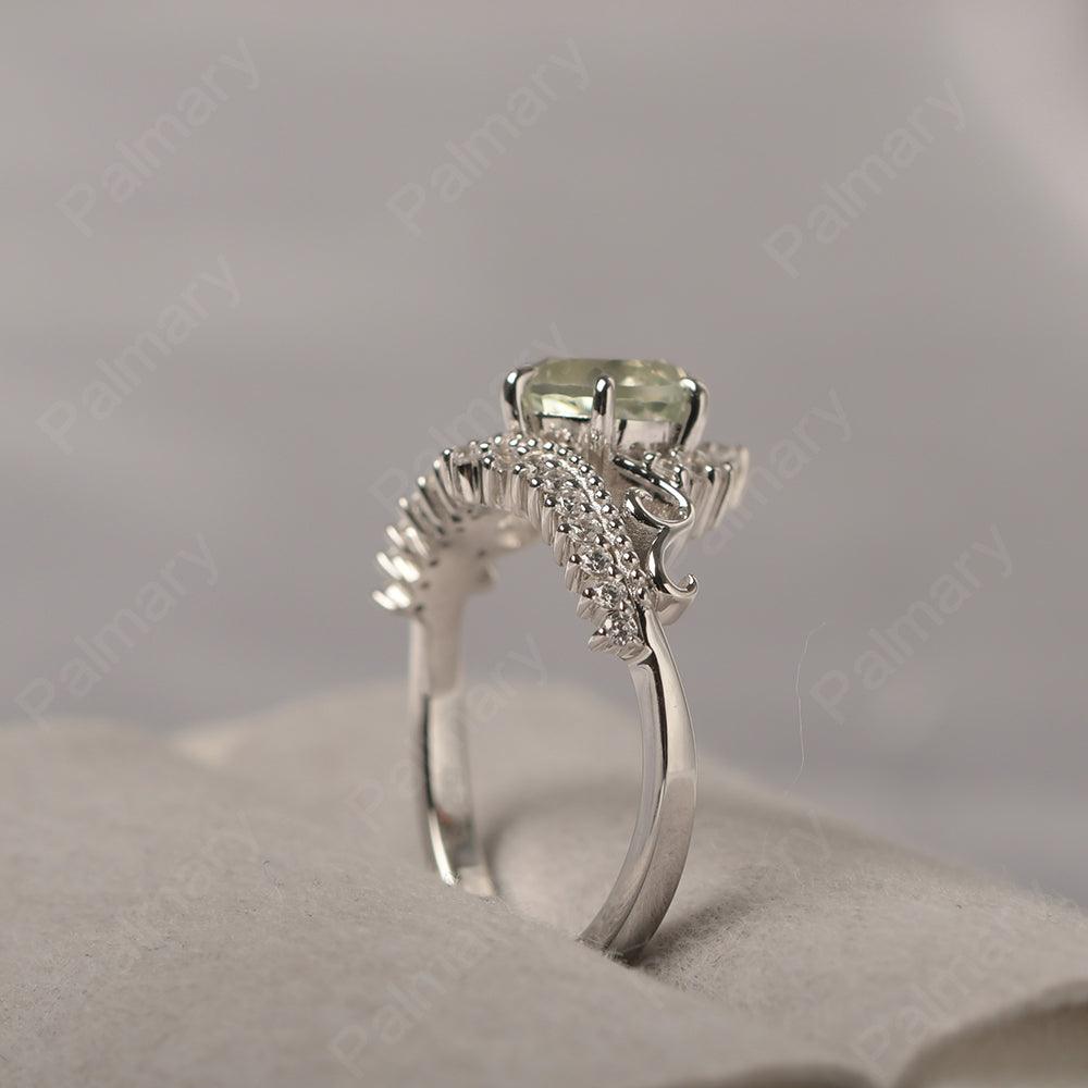Round Cut Green Amethyst Cocktail Ring - Palmary