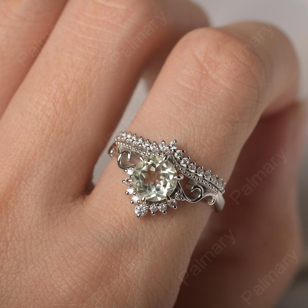 Round Cut Green Amethyst Cocktail Ring - Palmary