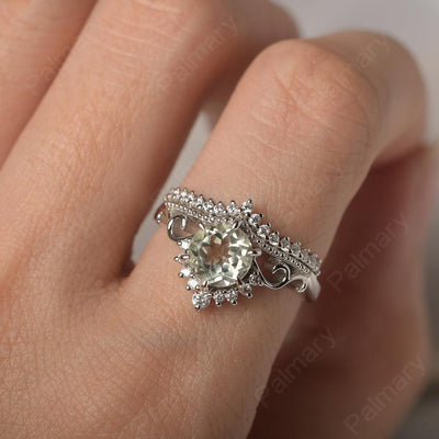 Round Cut Green Amethyst Cocktail Ring - Palmary