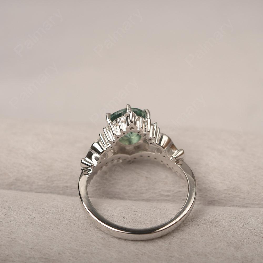 Round Cut Green Sapphire Cocktail Ring - Palmary