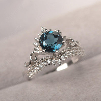 Round Cut London Blue Topaz Cocktail Ring - Palmary