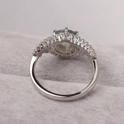 Round Cut Moss Agate Cocktail Ring - Palmary