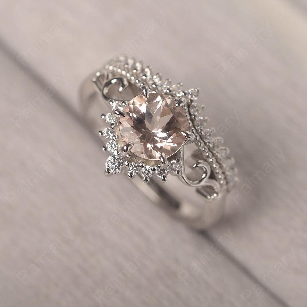 Round Cut Morganite Cocktail Ring - Palmary