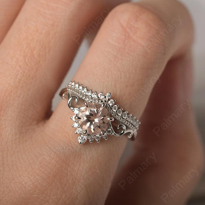 Round Cut Morganite Cocktail Ring - Palmary