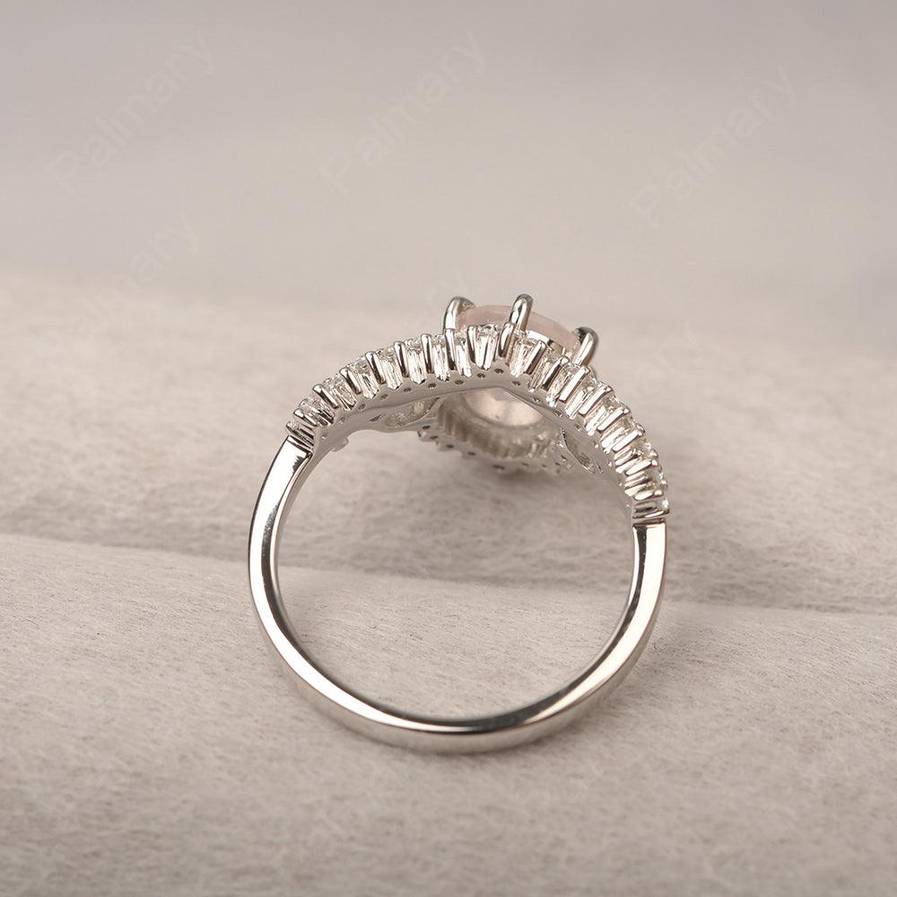 Round Cut Rose Quartz Cocktail Ring - Palmary