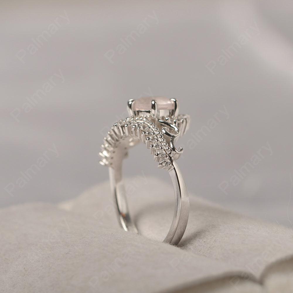 Round Cut Rose Quartz Cocktail Ring - Palmary