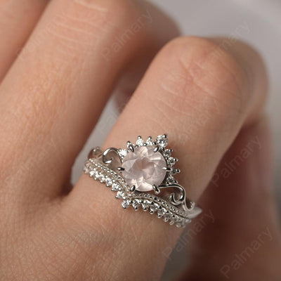 Round Cut Rose Quartz Cocktail Ring - Palmary