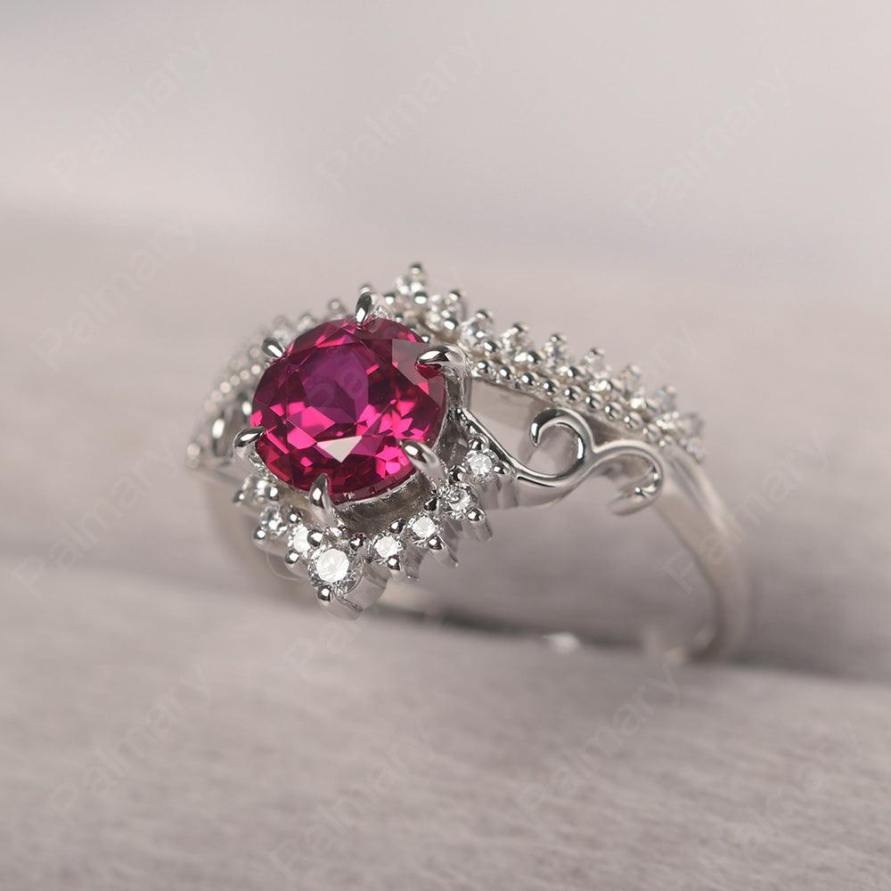 Round Cut Ruby Cocktail Ring - Palmary