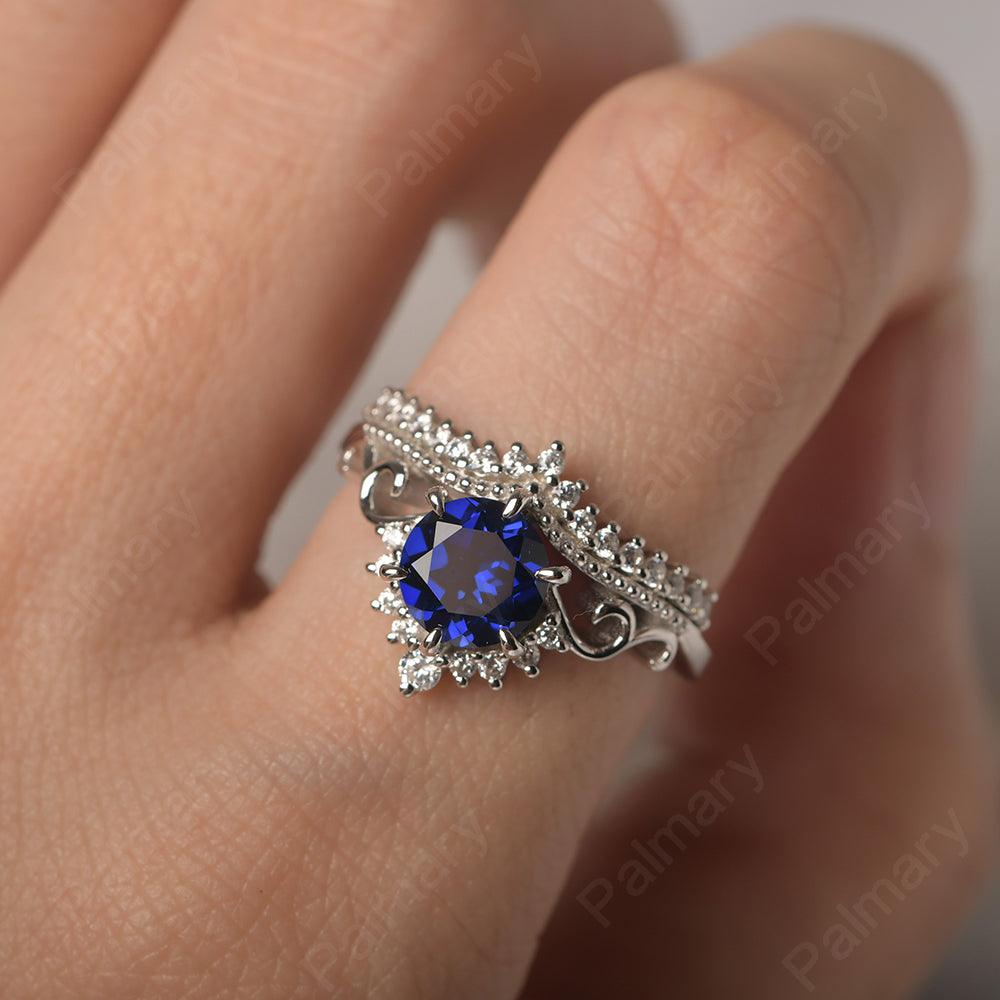 Round Cut Sapphire Cocktail Ring - Palmary