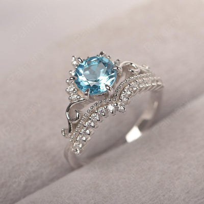 Round Cut Swiss Blue Topaz Cocktail Ring - Palmary