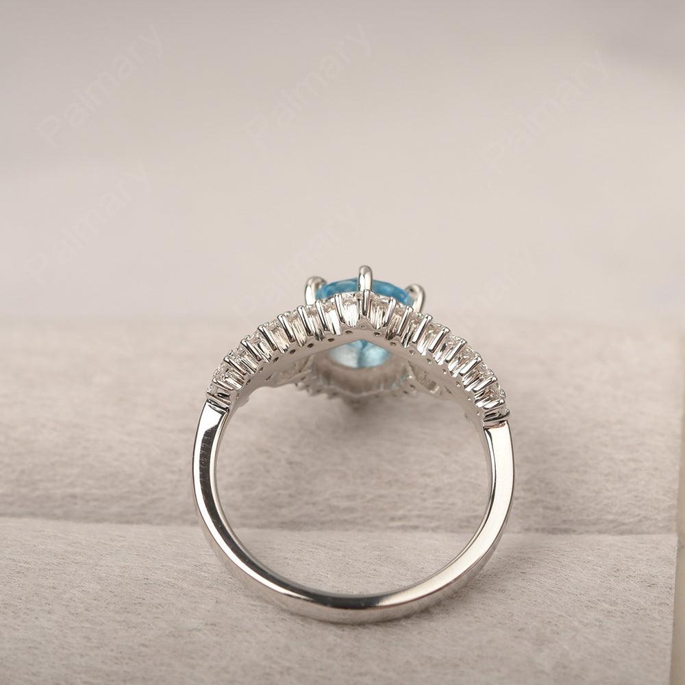 Round Cut Swiss Blue Topaz Cocktail Ring - Palmary