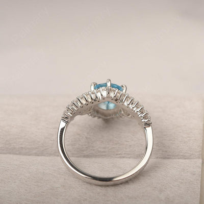 Round Cut Swiss Blue Topaz Cocktail Ring - Palmary